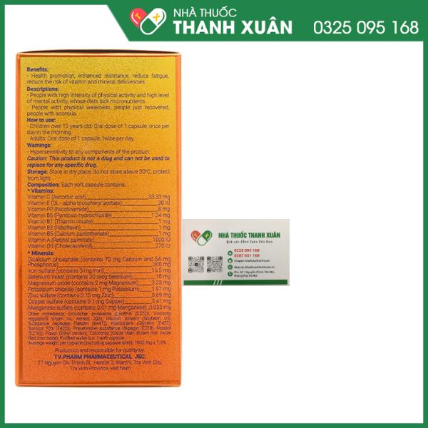 Phariton TVP bổ sung vitamin và khoáng chất hộp 60 viên